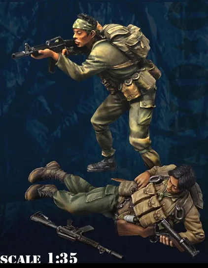 1:35 масштаб Вьетнамская война США специальный солдат MACV-SOG съемки 2 человек держатель для стикера модель комплект модель