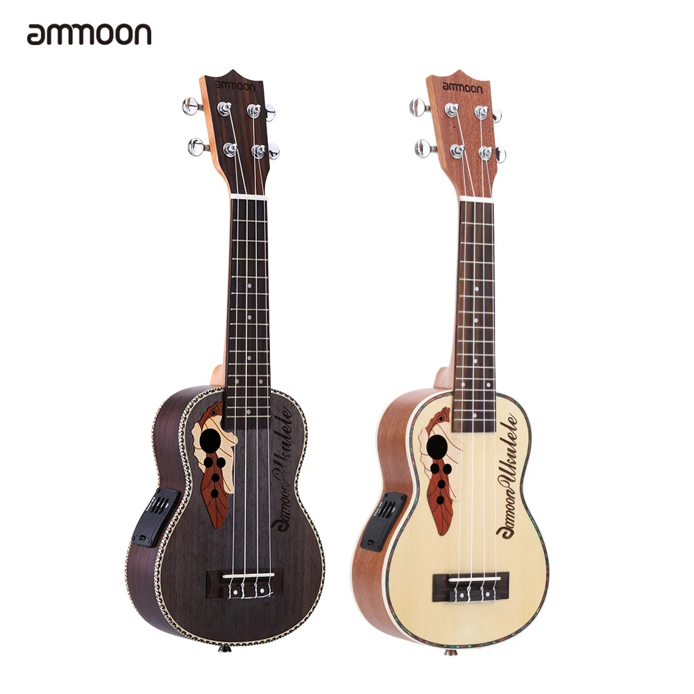 Ammoon акустическая укулеле ель 2" ukule15 Лада 4 струны гитара Мини со встроенным эквалайзером звукосниматель струнный музыкальный инструмент