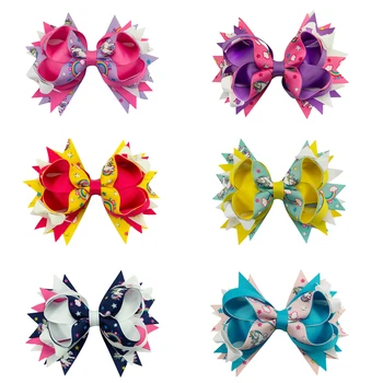 

5 Inch The material Unicorn Print Cartoon Hair Bows Girls women Headwear Handmade Boutique Hair Accessories Childrens Hairpins