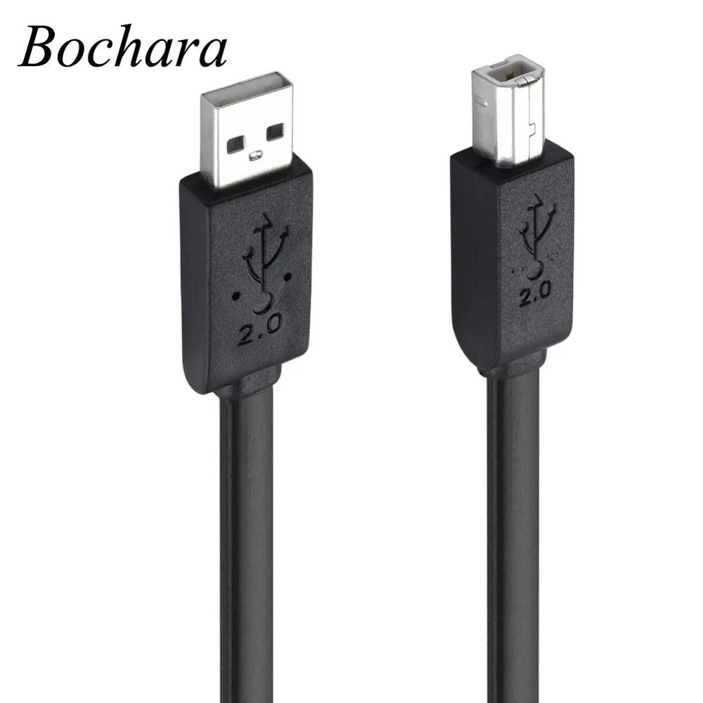 Bochara 30 см плоский USB 2,0 кабель для принтера тип A папа-Тип B папа Чистая медь сердечники для принтера usb-хаб