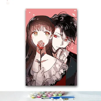 

DIY Coloring paint by numbers Teenage anime hero paintings by numbers with kits 40x50 framed