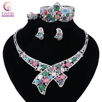 

Luxury Fashion Statement Necklace Good Quality Cat Eyes Crystal Jewelry Sets Brand Elegant Crystal African Beads Jewelry Sets