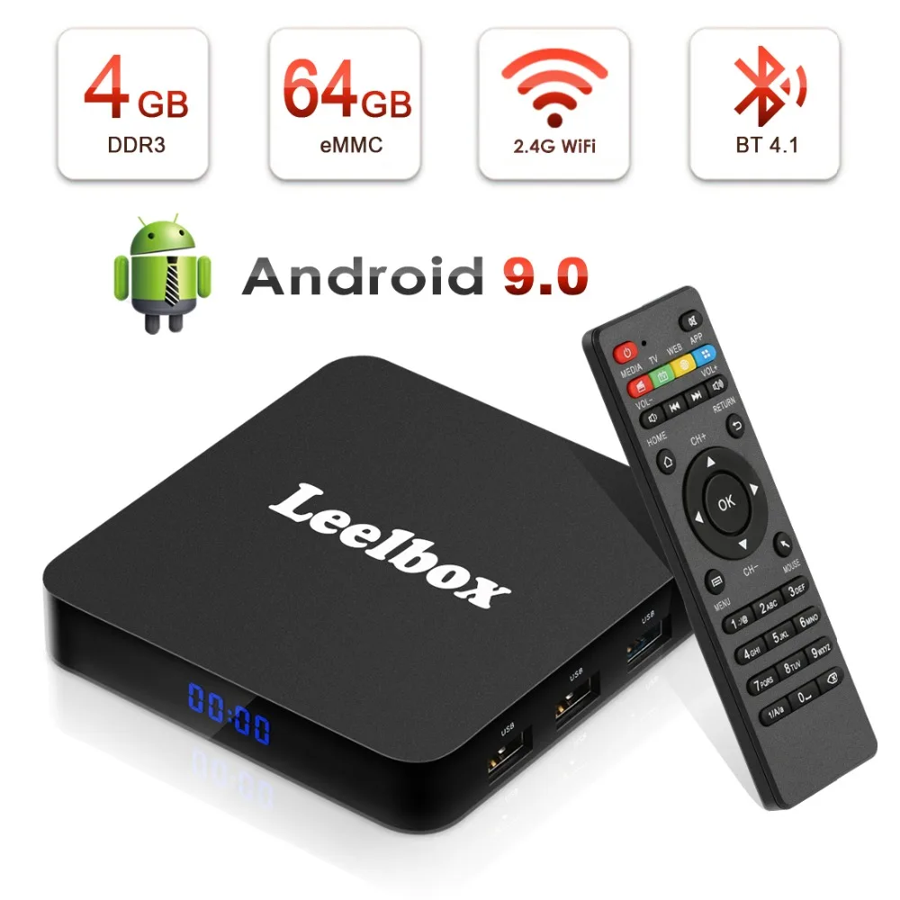 Android 9.0 TV Box UHD H.265 Smart TV Box Quad Core WiFi Media Player Box TV Android BT 4.1 4GB RAM+64GB ROM USB 3.0 HDMI 2019 Versión Última Kingbox Android TV Box 4K 