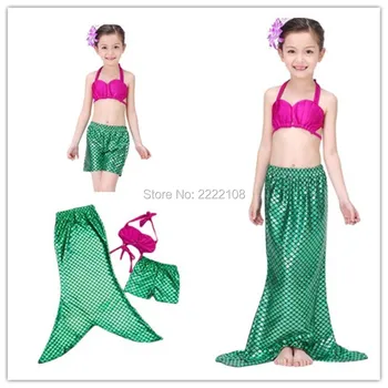 

Halloween Costume 3 Set 2020 iMucci Green Ariel the Little Mermaid Tail Costume Girl Kids For Fancy Dress Swimsuit Swimwear Suit