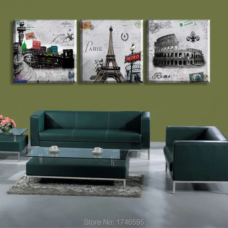 Большой 3 шт. Современный домашний декор Париж в римском стиле Абстрактная
