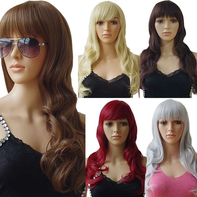 

SNOILITE 19inch 48cm long body Wave Synthetic Wigs black Cosplay wig brown Red Hair wig party womens wigs