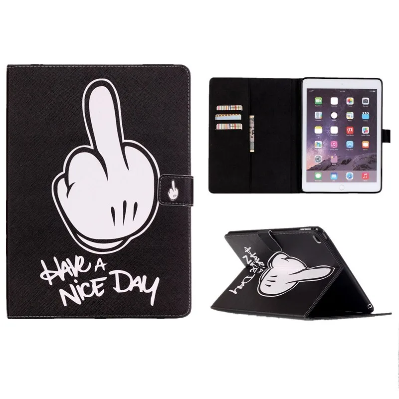  Big Finger For Apple iPad Mini 4 Case Cover Book Black PU Leather Smart Stand Wallet Card Holder Flip Case Tablet For Kid Girl  (33)