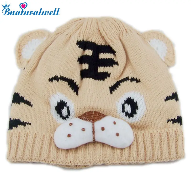 Bnaturalwell детские вязаные Тигр шляпы животных Beanie шапки Детские шапочки коробки дизайн зима теплая шапка Обувь для девочек крючком шапка 1 шт