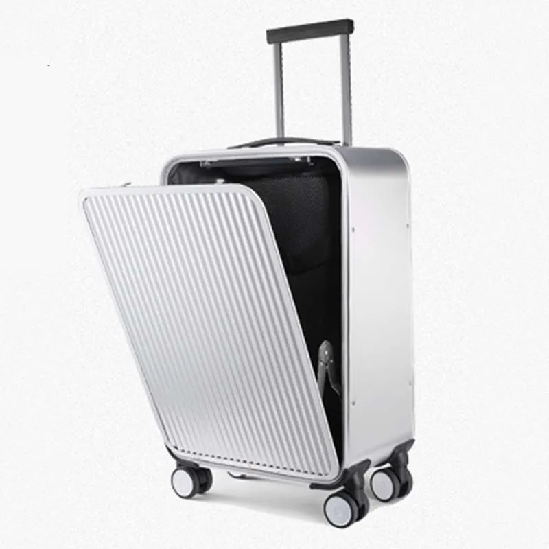 

BeaSumore 100% Aluminum-magnesium alloy multi-function business Rolling Luggage Spinner Front opening Laptop Suitcase Wheels