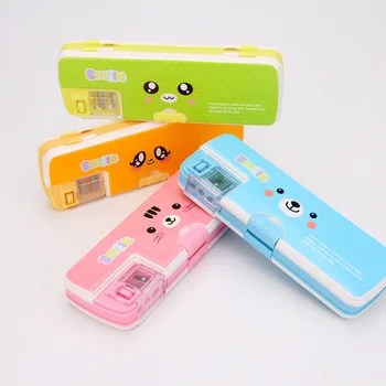 

1-Piece Cartoon Cute Pencil Case Blue Pink Light Green Orange Pen Box for Student Kids Gift Stationery School Office Supplies