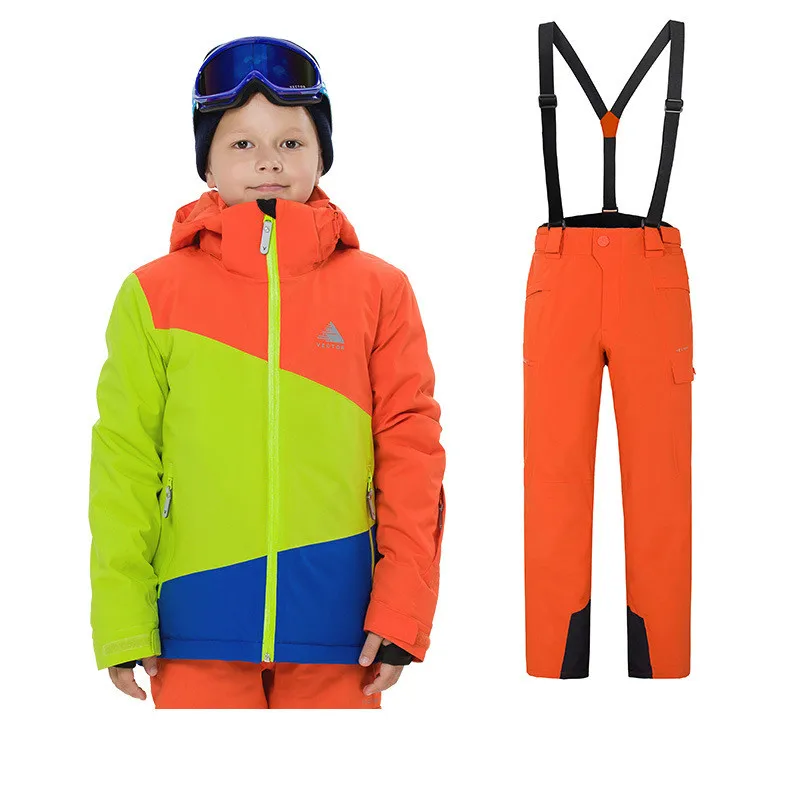 

Outdoor Sport Children Ski Wear Warm Windproof Wear Resistant Boys And Girls Single Snowboard Ski Jacket And Pant Climbing Suit