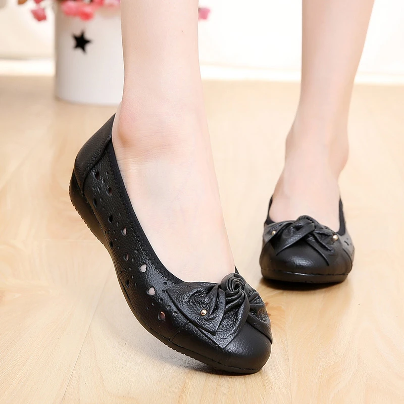 Abardimi zapatos clásicos de piel mujer, mocasines planos de Ballet, informales, shoes|mother shoesleather shoes - AliExpress
