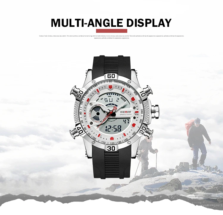 

WEIDE Luxury Silicone strap Watch Sport Men Digital Quartz LCD Analog Watches Water Resistant Electronics Alarm Clock saat 6902