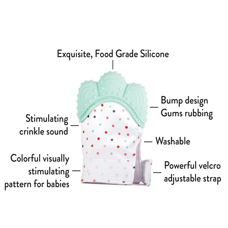 Детские рукавицы для прорезывания зубов для ребенка, самоуспокаивающие, облегчающие боль, перчатки-грызунки, безопасные, пищевые, силиконовые, Детские Прорезыватели, прочные