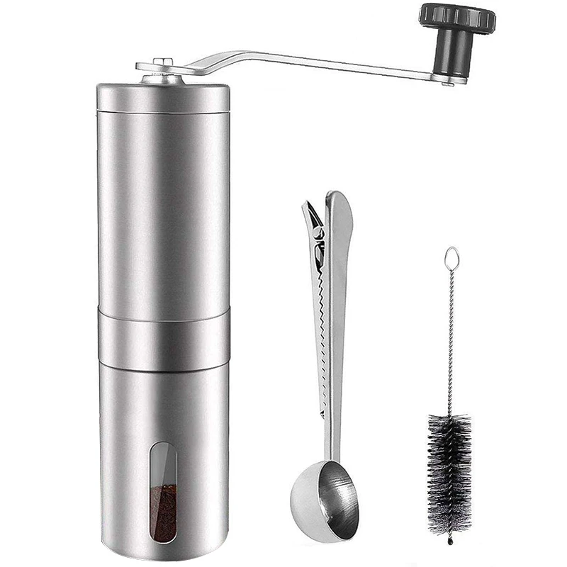 

Manual Coffee Grinder,Adjustable Conical Burr Brushed Stainless Steel Coffee Beans Manual Grinder Portable Travel And Handheld