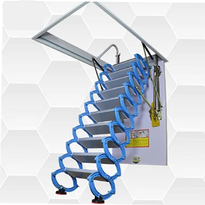 Титановый Магниевый сплав Бытовая выдвижная лестница для лофт домашняя складная лестница на чердак пользовательский титановый Магниевый сплав - Цвет: Blue