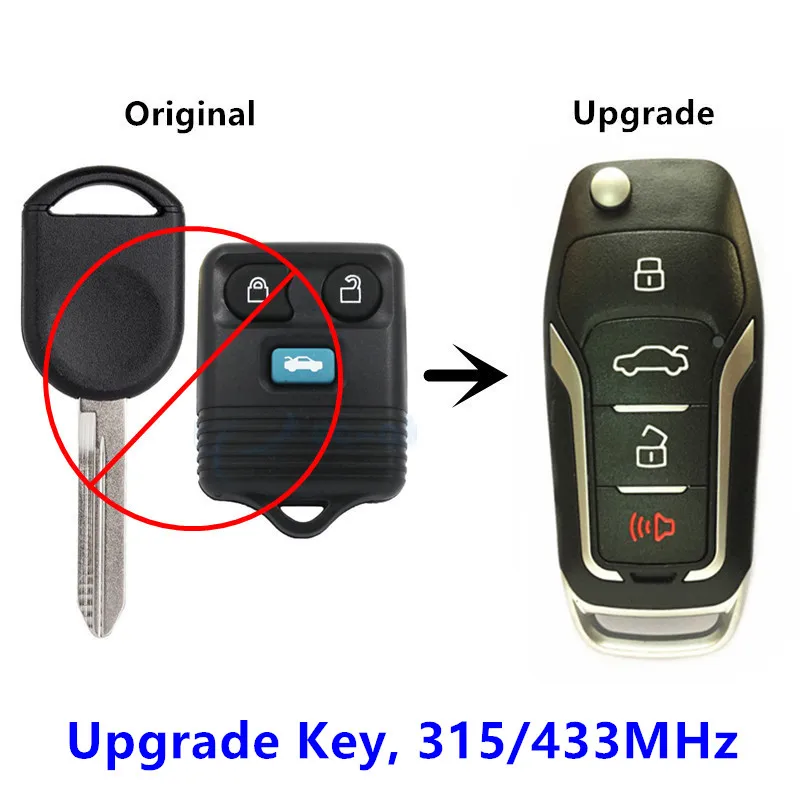 

QCONTROL Remote Key Upgrade for FORD/LINCOLN/MERCURY 315MHz/433Mhz Escape Explorer Excursion Expedition Focus Mustang Navigator