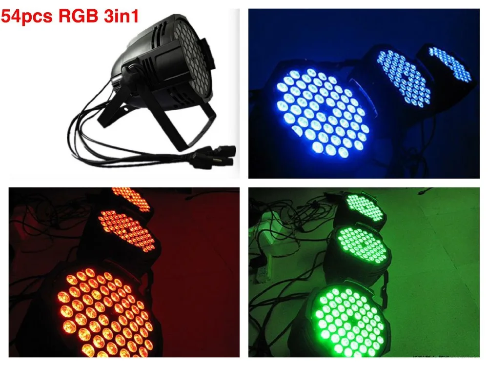 

4pcs/lot, RGB 3in1 LED par Light 54x3W Triple par64 rgb stage lights DMX hand in hand disco dj equipment