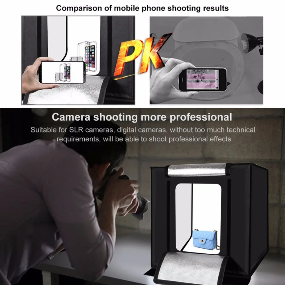 PULUZ лайтбокс 60 шт. светодиодный мини фотостудия коробка 5500LM фотография коробка мягкая коробка свет набор с палаткой 3 цвета фонов портативны... PULUZ лайтбокс 60 шт. светодиодный мини фотостудия коробка 5500LM фотография коробка мягкая коробка свет набор с палаткой 3 цвета фонов портативны...