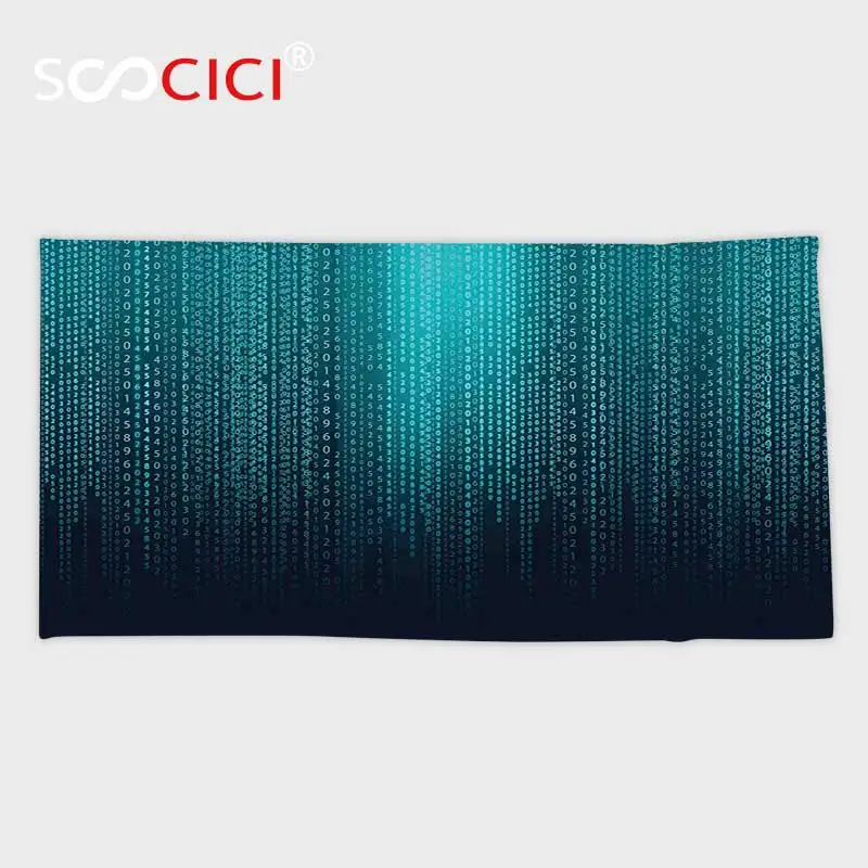 

Custom Microfiber Ultra Soft Bath/hand Towel,Digital Web Computer Programmer Futuristic Matrix Display with Algorithms Code