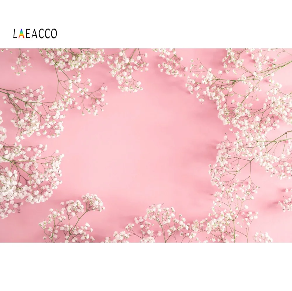 Laeacco Розовые Цветы Лепестки Весна Новорожденный ребенок душ Портретные Фото фоны фотографии фоны фотостудия