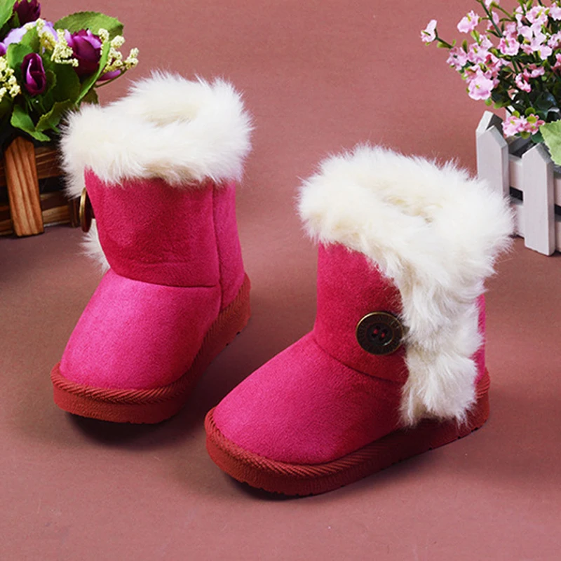 Популярные зимние детские ботинки Bailey/теплая плюшевая обувь на пуговицах; противоскользящие ботинки для мальчиков и девочек; Новые ботильоны для девочек; детская обувь; XL77