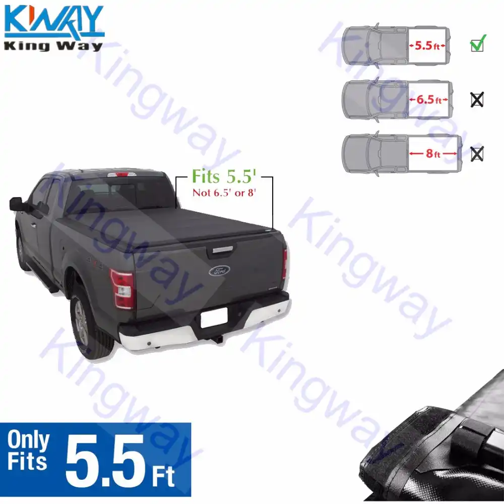 Free Shipping King Way Black 5 5 5 5 Ft Soft Roll Up Truck Bed Tonneau Cover For 2004 2018 Ford F 150 Car Covers Aliexpress