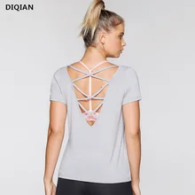Soft Shorts Sleeve Yoga Tops V Back Gym Shirts Black font b Workout b font font