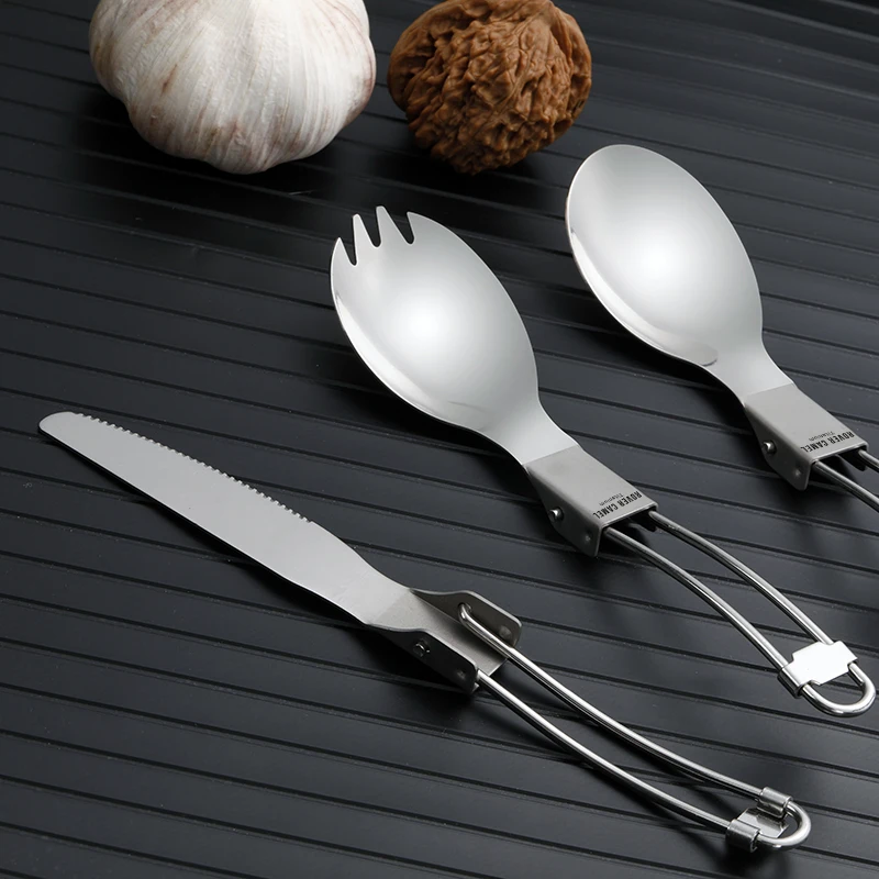 Rover Camel Pure Titanium stainless folded spoon spork knife spoon with opener flatware Cutlery