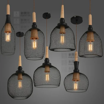 

modern black cage pendant lights iron minimalist retro Scandinavian loft pyramid lamp metal Hanging Lamp E27 Indoor