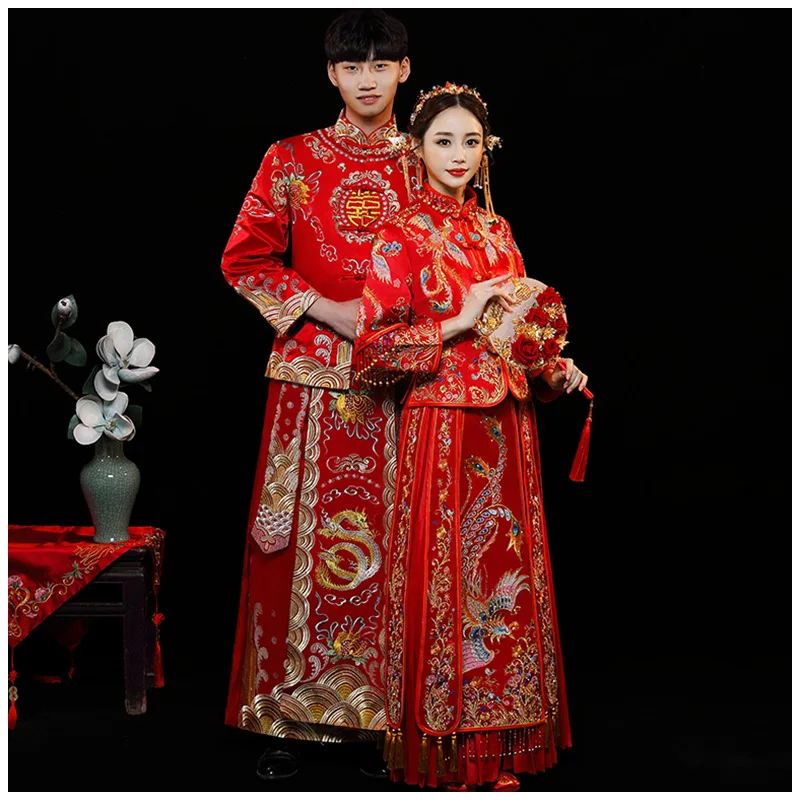 Новое модное благородное Ретро китайское женское свадебное платье с разрезами по бокам и воротником-стойкой длинное свадебное платье Qipao
