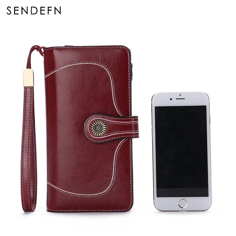 Large Capacity Split Leather Card Holder Quality Wallet Long Women Wallet Zipper Clutch Casual Zipper Retro Purse Women