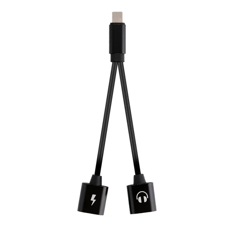 NEW 2 In 1 Headphone Adapter For Iphone7/X/8/8Plus Dual USB Headphone Charging & Music Adapter Cable Splitter Cable