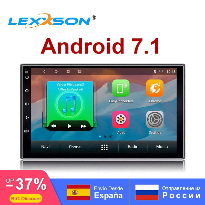 

2 Din Android 7.1 Head Unit Car Multimedia Player GPS Navigation Auto Radio (FM/RDS) Mirror Link Bluetooth SWC Music universal