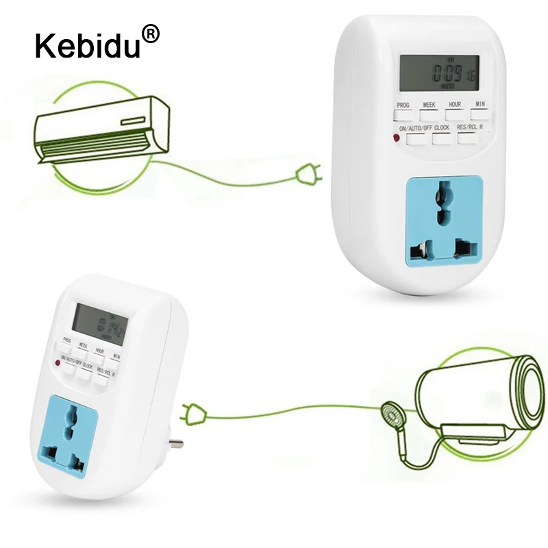 

kebidu Smart Power Socket Digital Timer Switch Energy Saving Adjustable Programmable Setting of Clock/ On/ Off Time EU plug