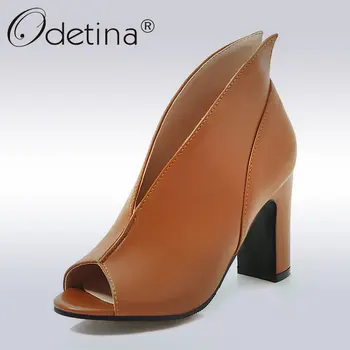 

Odetina Fashion Women Block Heel Gladiator Sandals Open Toe High Heels Slip On Summer Sandal Boots Party Dress Shoes Big Size 43