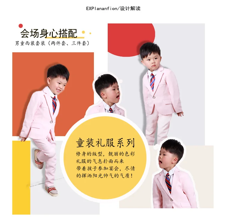 Boy Suits Flower Girl Slim Fit Tuxedo Wedding Suit Party Baptism Christmas Dres Jacket+Shirt+ Tie+Pants 4Pcs Set Blazers H191