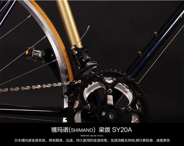 Road Bicycle Fixed Gear Bike 49cm Completed 14 speed Road Bicycle Retro bike frame plating framee