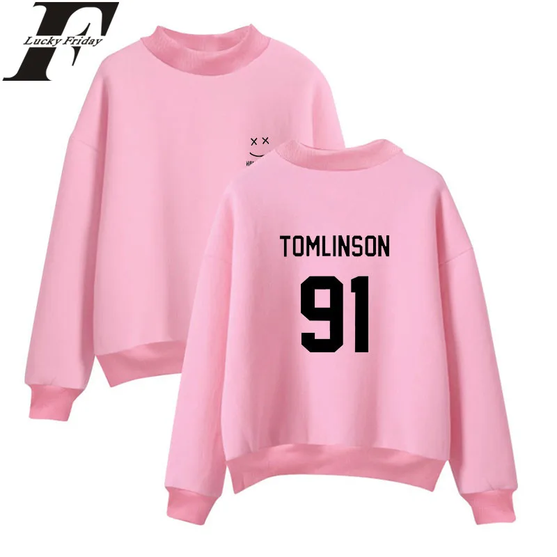 LUCKYFRIDAYF Louis Tomlinson One Direction Turtleneck Hoodies Sweatshirts 2018 Hoodies Outwear Style Clothes Winter Plus Size