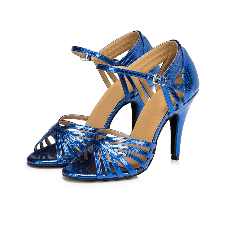 Dilechi/Женская обувь для латинских танцев из искусственной кожи; цвет синий, золотой, красный; Современная танцевальная обувь на высоком каблуке 10 см