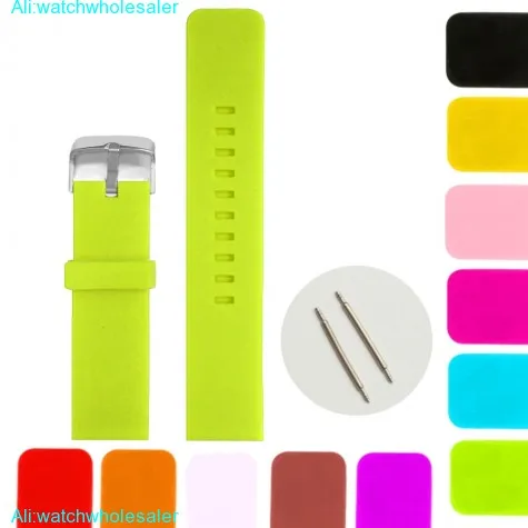 22mm Neon Green Color Silicone Jelly Rubber Unisex Watch Band Straps WB1081G22JB