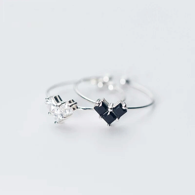 

100% 925 Real Sterling Silver High Quality Heart CZ Opening Ring Sizable For Women Girl Wife Anniversary Jewelry Gift J3234