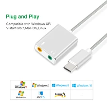 Usb type C type-C внешняя звуковая карта адаптер аудио карта USB-C к разъему 3,5 мм наушники микрофон для ноутбука Macbook Pro