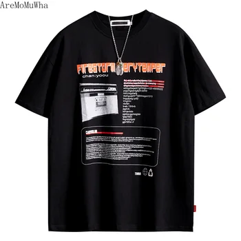 

AreMoMuWha 2019 Summer Youth Original Tide Brand Printing Short-sleeved Men's Street Loose Half Sleeves Tide Brand T-shirt QX737