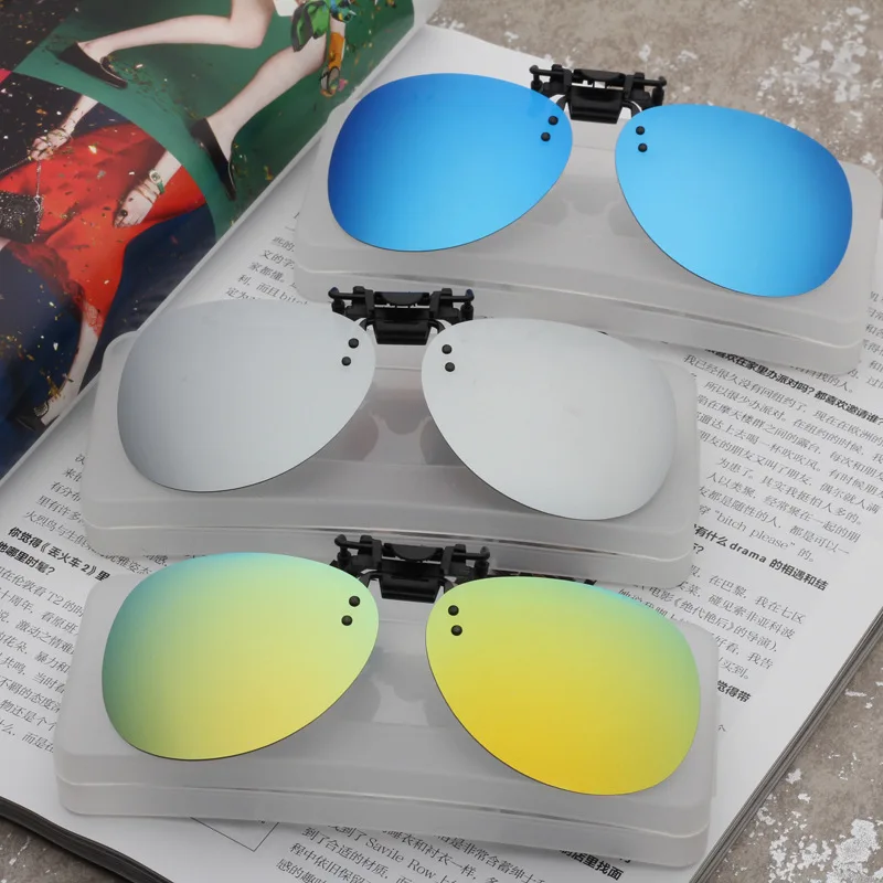 

Vazrobe Aviation/rectangle Clip on Sunglasses Polarized Men Women Mirrored Anti Reflective Eyeglasses Flip Up Double Lens Myopia