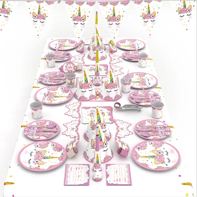 Unicorn Party Kits 1st Birthday Unicorn Headband Paper Cups Plates