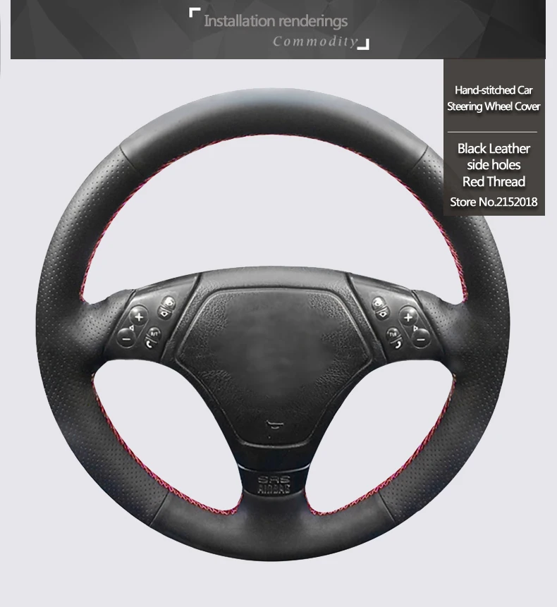 Tampa da Roda de Direcção do Carro de Couro para Bmw Brilhando Trigo Mão-costurado Preto E46 E39 E36 7 Capas p/ direção