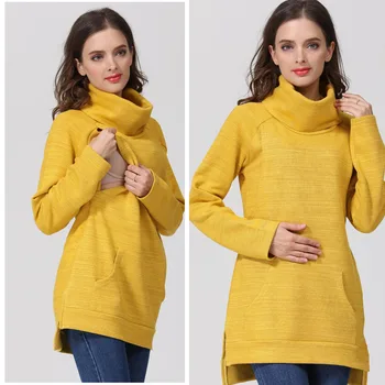 

Winter Elegant Maternity Sweater Thermal Breastfeeding Coat Turtle Neck Nursing Jumpers Lactation Clothes Dropshipping