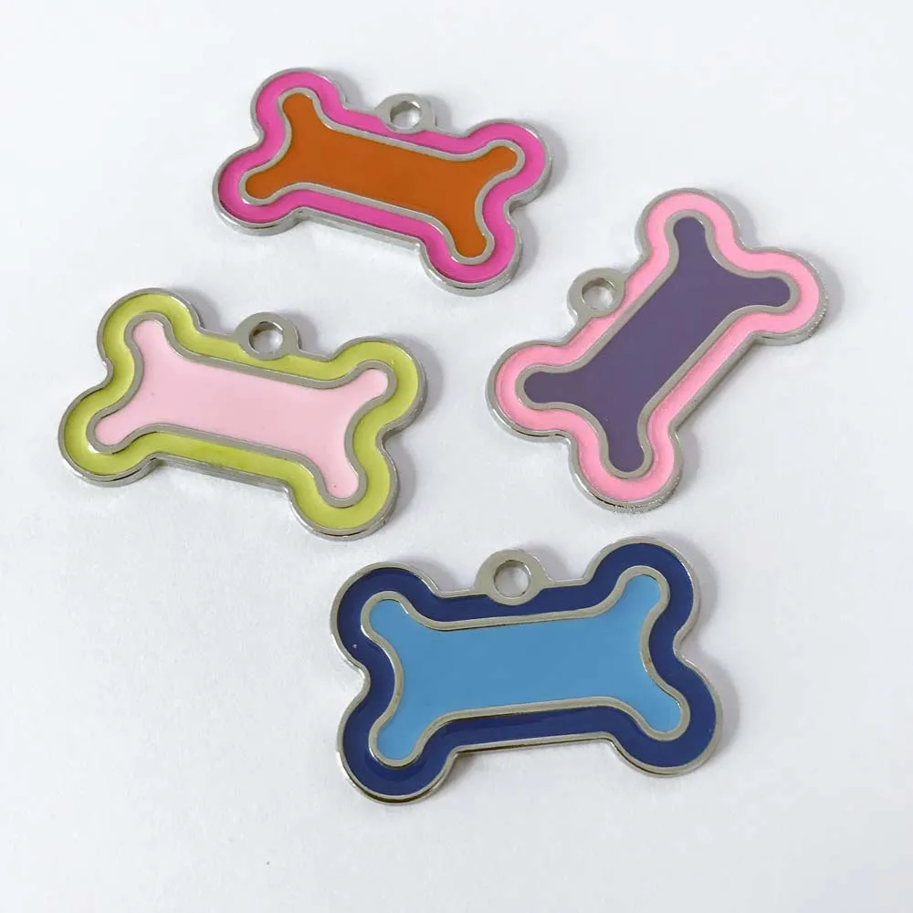 

20pcs/lot New Double Colors Personalized Dog Collars Custom Puppy Cat Collar Bone ID Tags Engraved For Small Medium Dogs