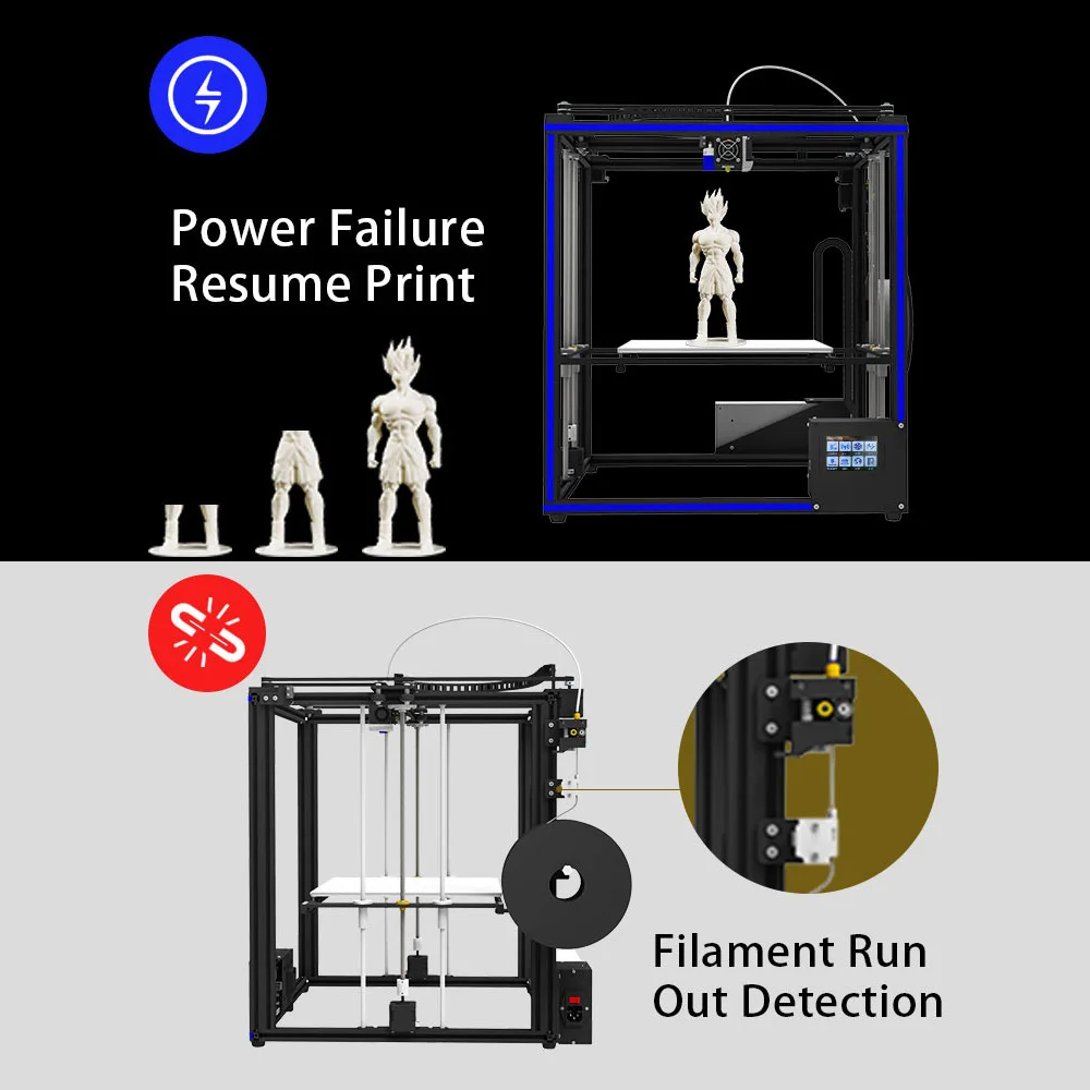 Tronxy X5SA 3d принтер DIY Kit 330*330*400 мм с тепловым покрытием Поддержка автоматического выравнивания восстановления печати нити запуска обнаружения